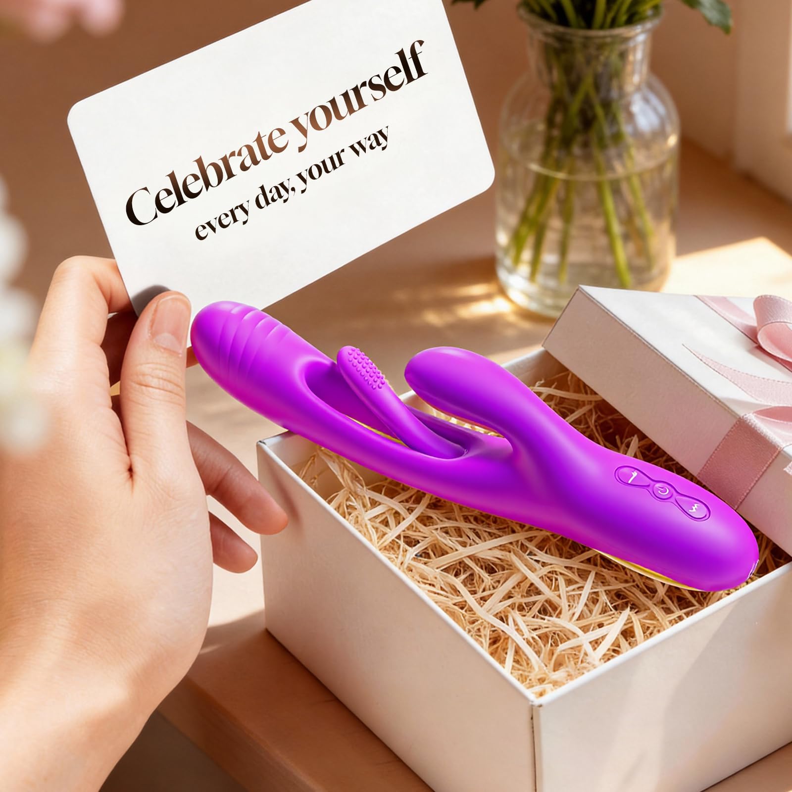 Vibrator Dildo Rabbit Sex Toys -LOVENOTE G Spot Vibrator Massager for Women Clitoral Nipple Stimulation, 3 in 1 Sex Toys with 14 Vibration & 7 Tongue Licking Flapping, Adult Product Aurieel (): Purple
