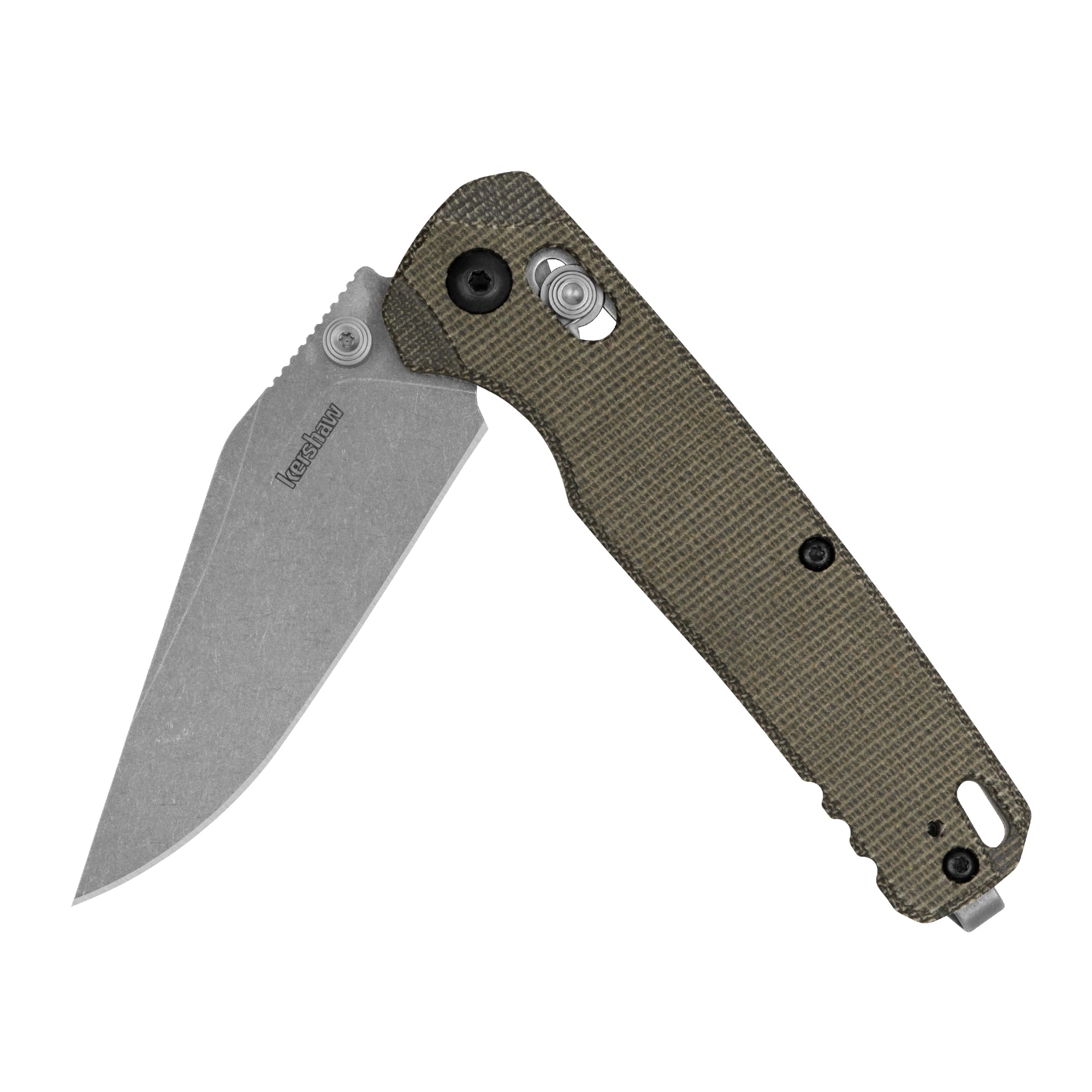 Photo 1 of Kershaw Bel Air Pocket Knife, Olive Design, 3.05 Inch Stainless Steel Clip Point Blade, EDC with Assisted Opening, Reversible Carry, USA Made, Everyday Carry Pocket Knife for Men and Women