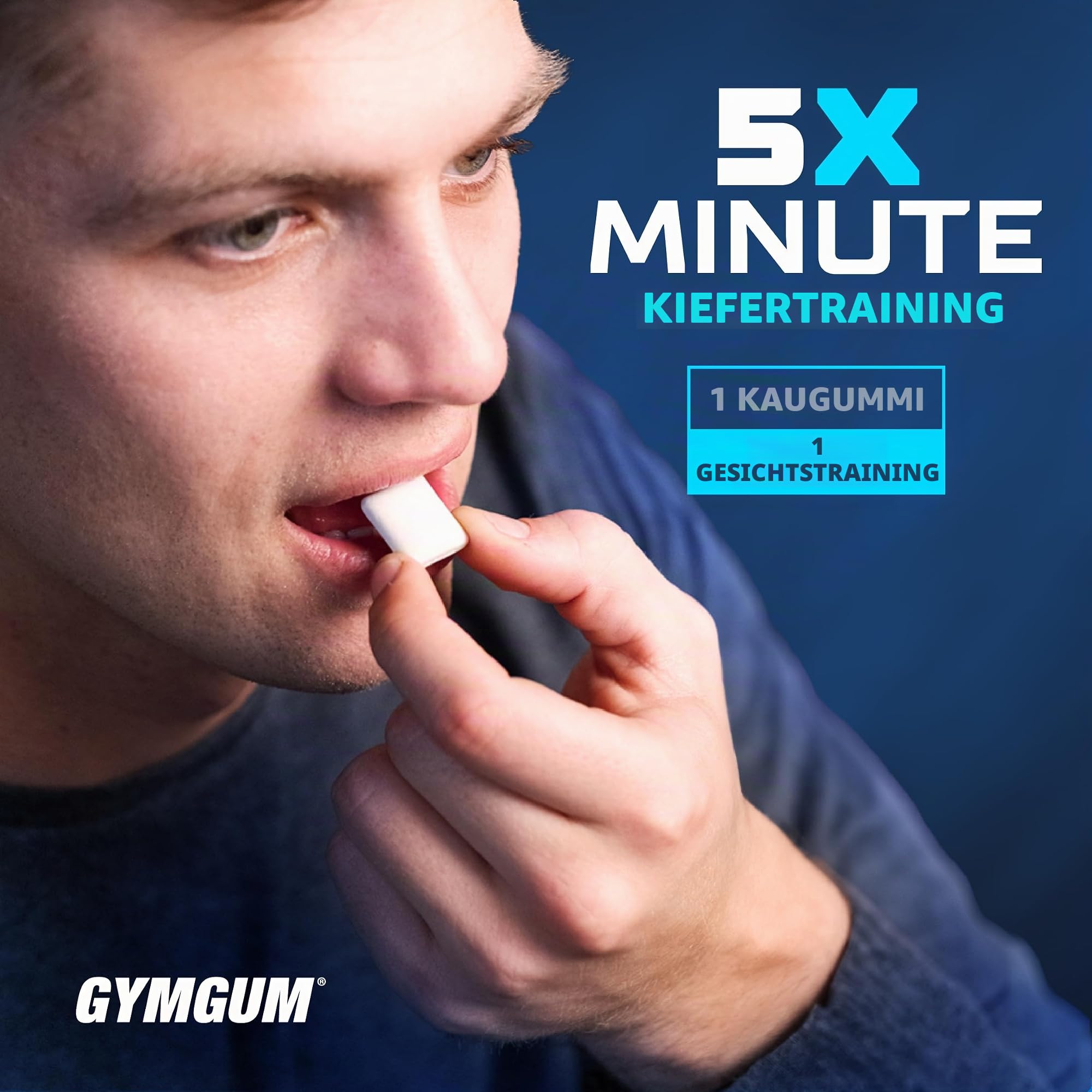 GYMGUM Kiefergummi | Hartes Kaugummi für Kieferstärke | Trainieren Sie Ihre Gesichtszüge – Mewing Kiefergummi | Ultimativer Kiefertrainer | 0 Kalorien & zuckerfreies Hartgummi (120 Stück, Arctic Mint)