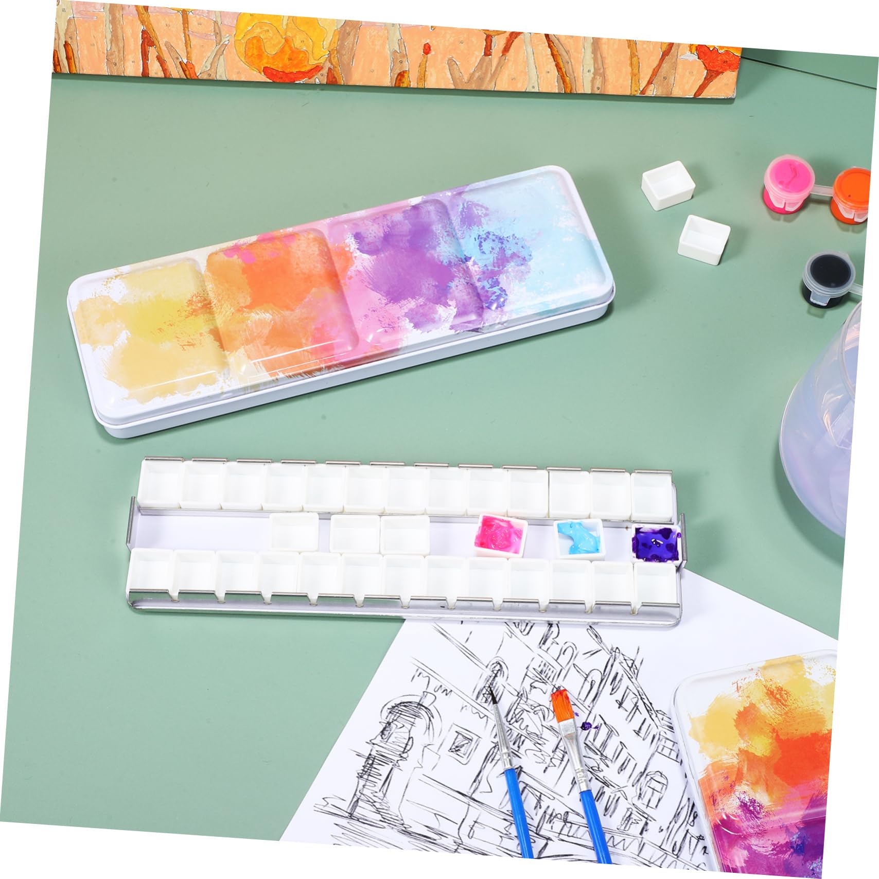 4 Pièces Boîte de Palette d'aquarelle Vide Palette de Couleur Palette de Peinture Vide Palette Aquarelle boîte Vide Plateau de mélange de Peinture palettes d'aquarelle Le Fer