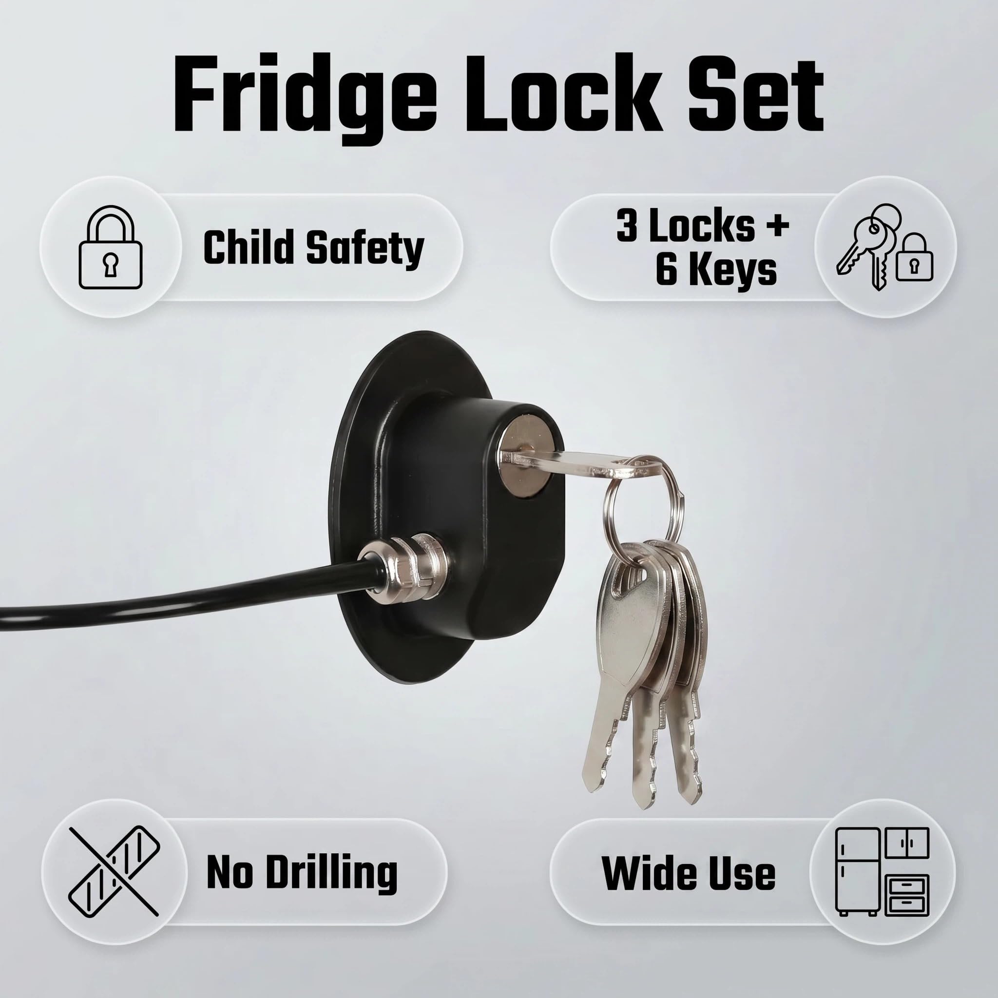 Amazon.com: REZIPO - Refrigerator Door Lock with 2 Keys, File