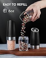 Vista 8 de FORLIM Gravity - Juego de molinillo eléctrico de sal y pimienta, molinillo automático de pimienta, molinillo de pimienta, funciona