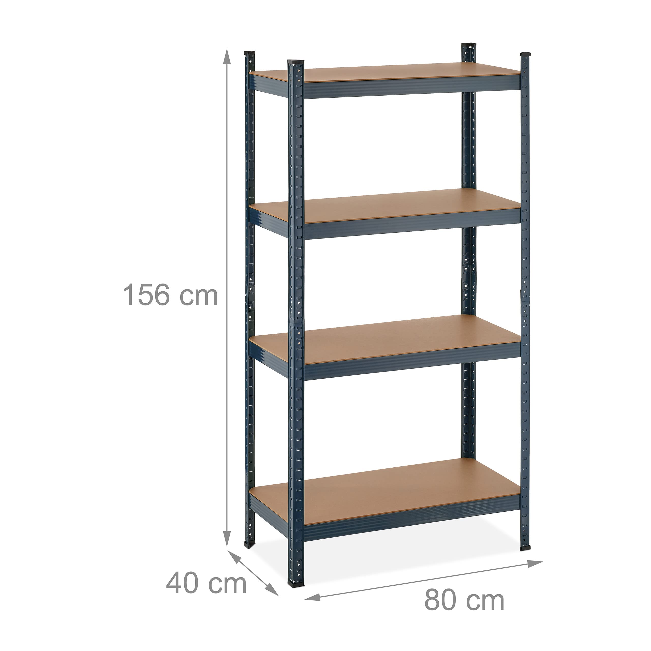 Relaxdays Scaffale in Acciaio, HxLxP 156 x 80 x 40 cm, 4 Ripiani ad Alta Portata 280 kg, per Garage e Cantina, Antracite