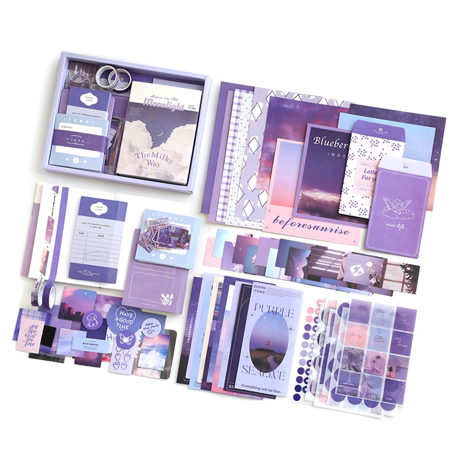 Summitdragon Girls Scrapbooking Kits Scrapbooking Collages Junk Journal Decoration Box Paper Frame Background Paper Sticker For Journaling Supplies Scrapbook Kits Tape Sticker For Students
