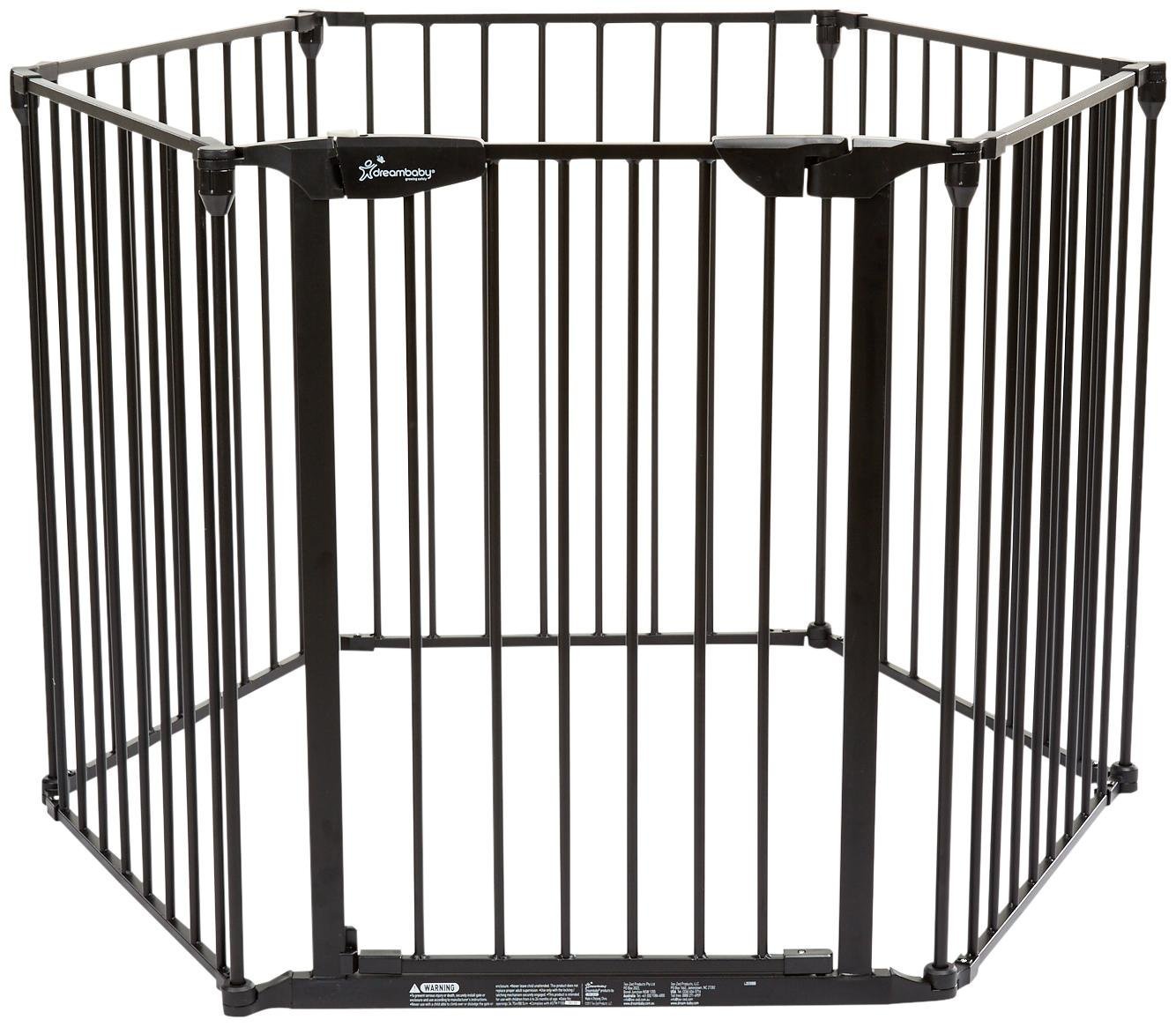 Dreambaby Mayfair Converta 3 in 1 Play-Pen 6 Panel Gate - Versatile Baby Playpen and Toddler Play Yard, Foldable Design, Secure Baby Fence Play Area, Ideal Playpen for Babies and Toddlers - Black