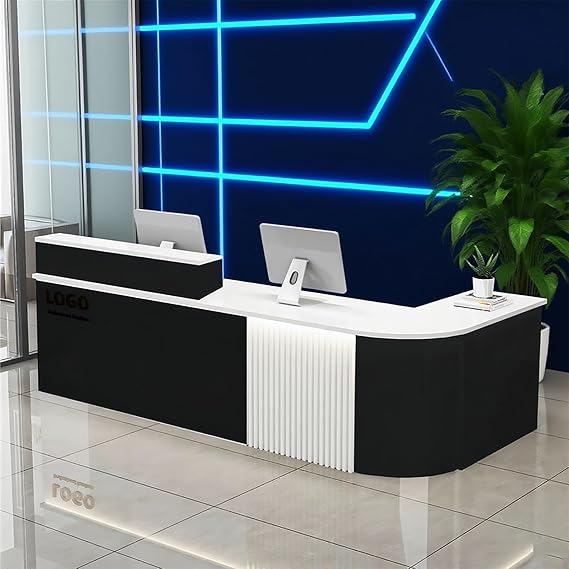 Reception Desk with Counterr, Lockable Drawers and Storage,Shopping Mall Office Cashier Receptionist Desk for Receptionists in Offices, Retail Stores, Lobbies, Shops