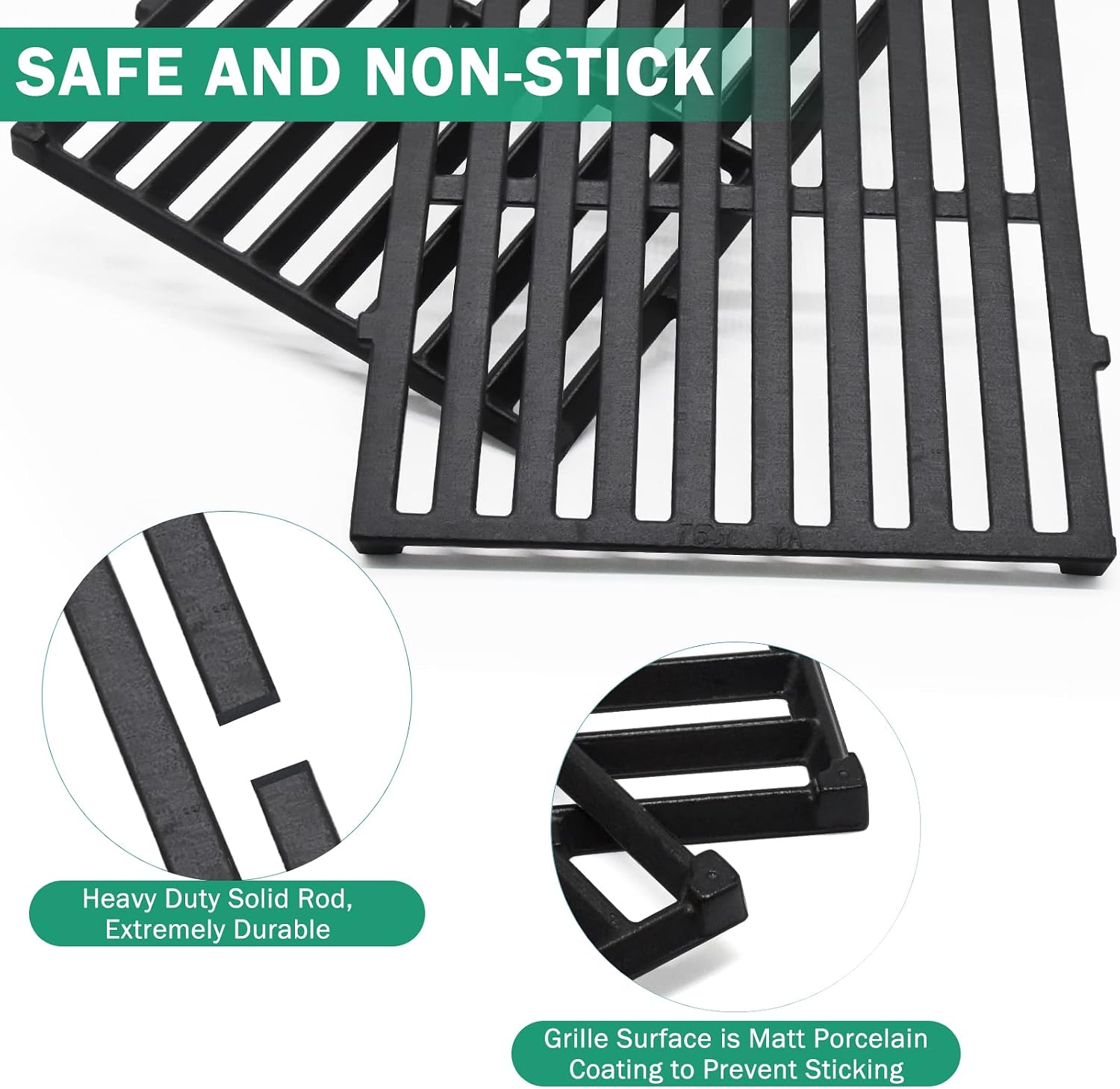Criditpid 7637 Cast Iron Grill Cooking Grates for Weber Spirit I & II 200 Series, Spirit E210, S210, E220, S220 with Front Control, 17.5" Grates Replacement Parts for Weber Spirit II E210 Gas Grill