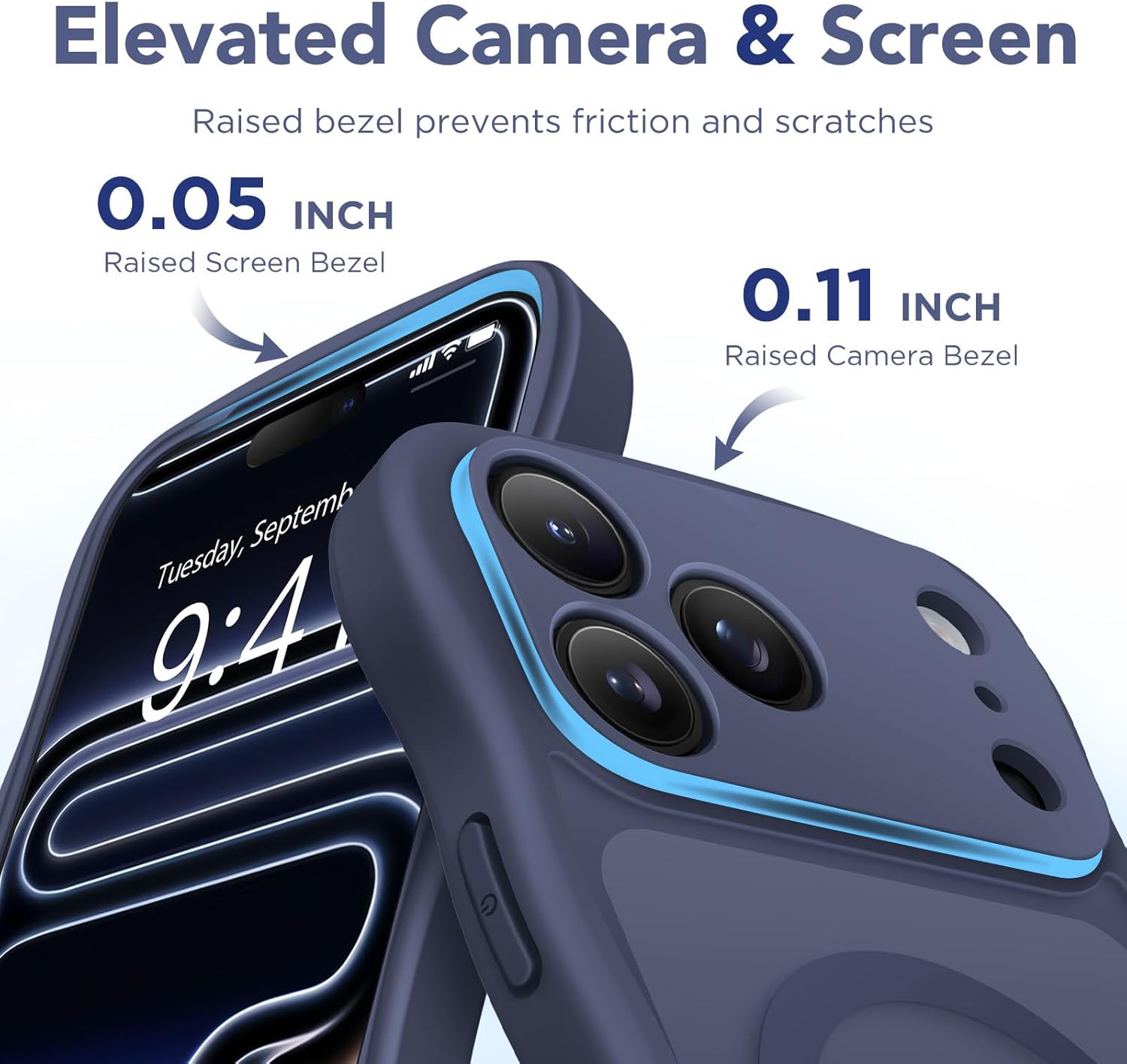 CAPRARO Magnetic for iPhone 17 Pro Max Case for Women Girls, Upgraded [Full Camera Protection] [Compatible with MagSafe] Cute Wave Translucent Matte Phone Case for iPhone 17 Pro Max, Dark Blue