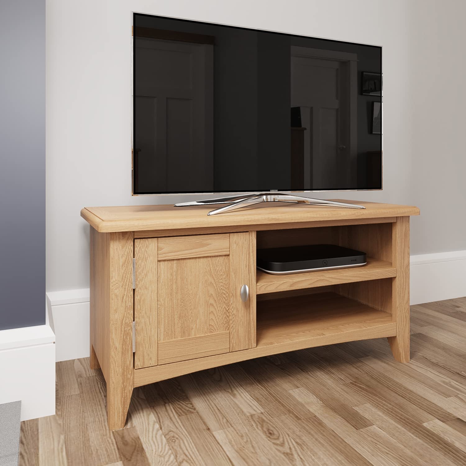 Buy Oakland Modern Oak TV Unit Small TV Stand Storage TV Light Wood Tone Online at