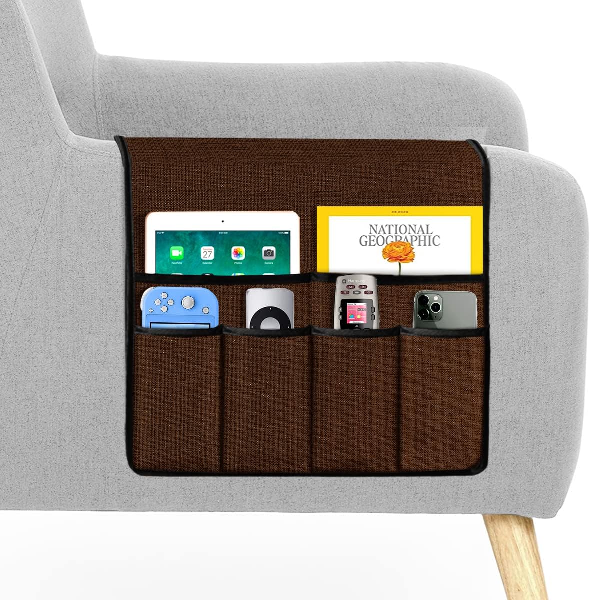 JUNLEBUYI Sofa Armlehnen-Organizer - 6 Taschen Für Fernbedienung & Co