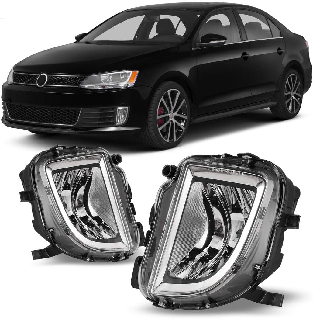 Winjet WJ30-0480-09 2010-2014 Volkswagen GTI Mk6 2012-2017 Jetta Sedan Fog Lights Replacement OE Fitment Pair Clear