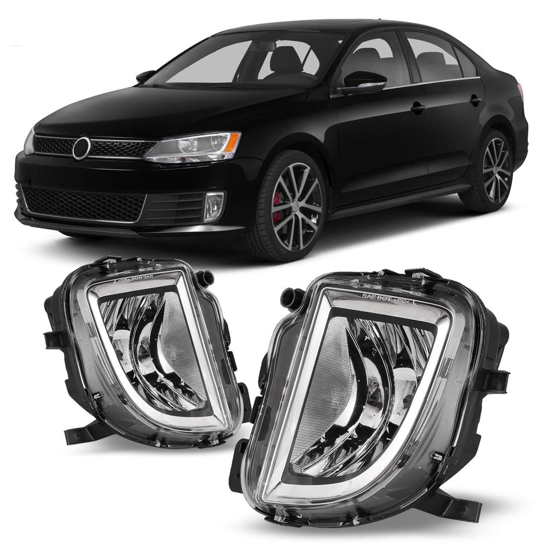 Winjet WJ30-0480-09 2010-2014 Volkswagen GTI Mk6 2012-2017 Jetta Sedan Fog Lights Replacement OE Fitment Pair Clear