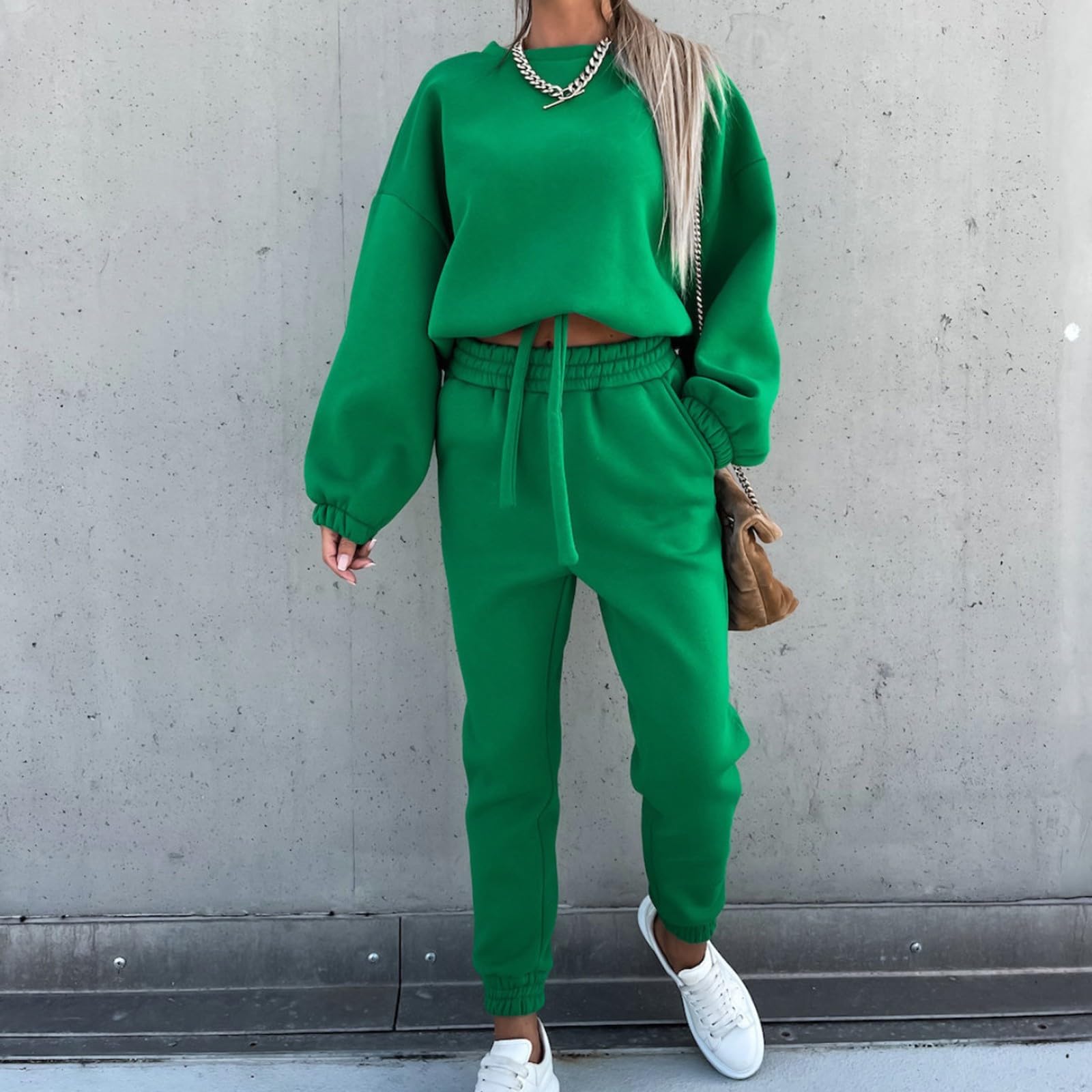Conjunto de chándal para mujer, traje deportivo largo monocolor