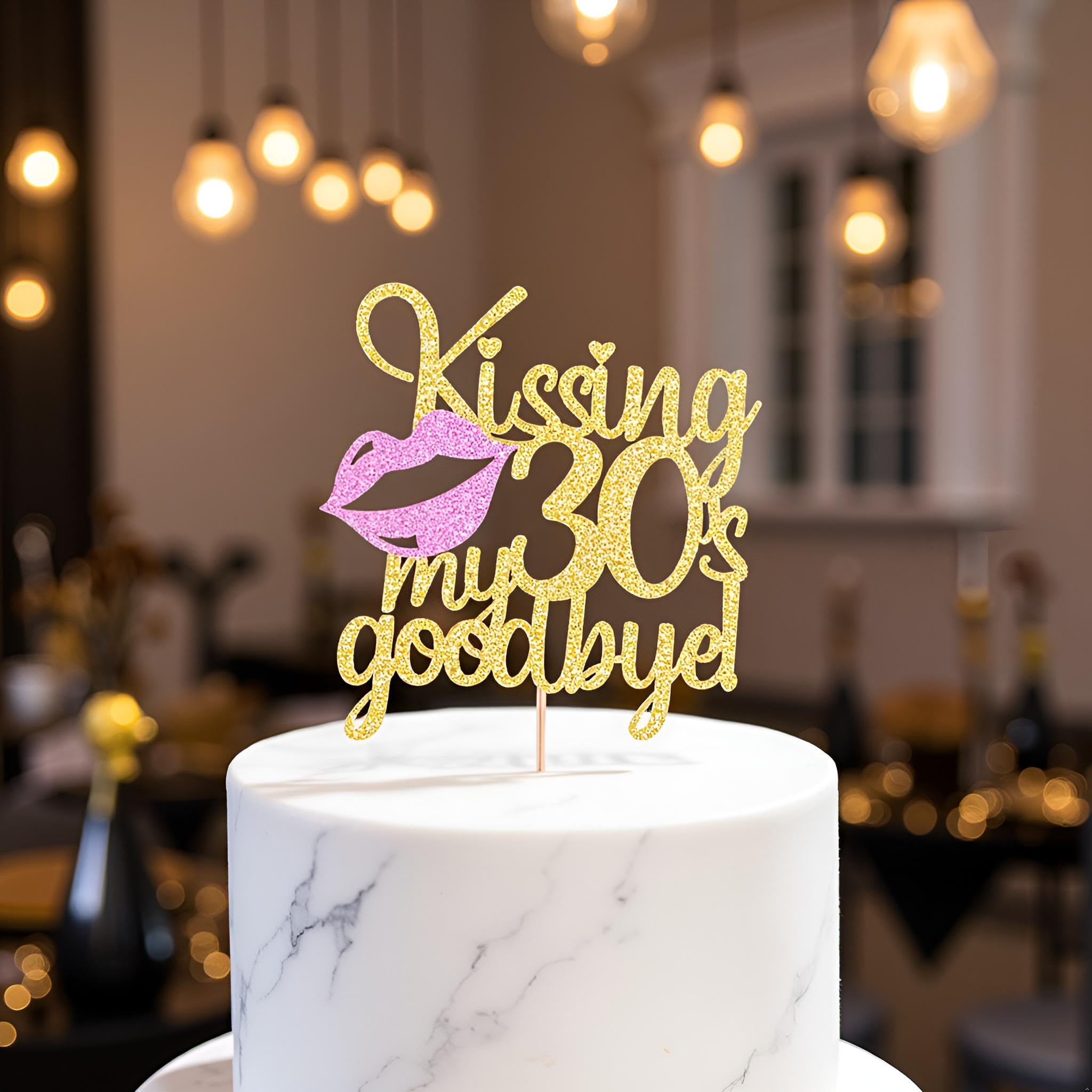 Kaoenla Kissing My 30's Goodbye Cake Topper, Cake Topper Decorations for Birthday Theme Picks,Happy 30th Birthday Cake Decor, Cheers to 30 Years, 30