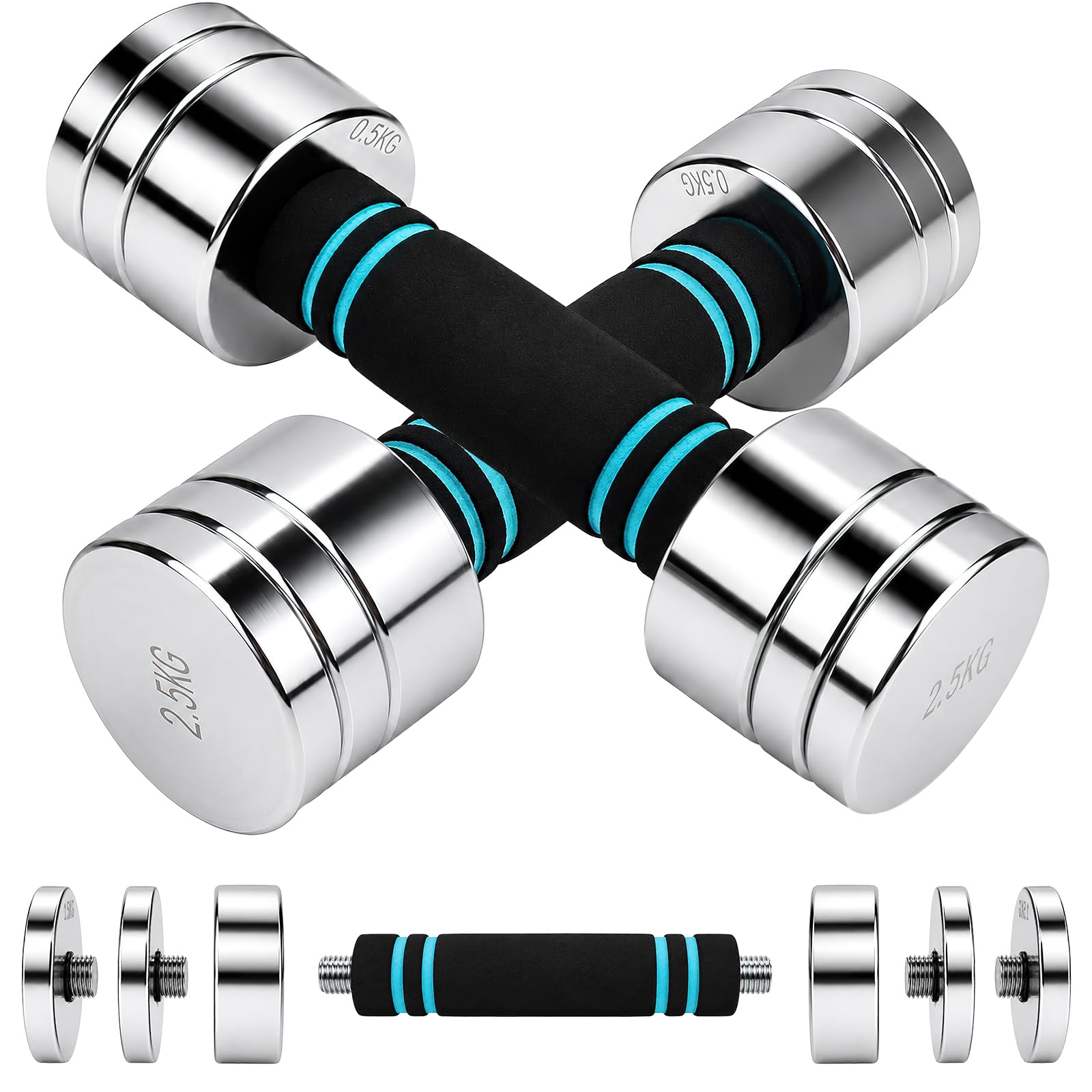 Steel Adjustable Dumbbells Set of 2, 3/4/5 kg Hand Weights for Women Men