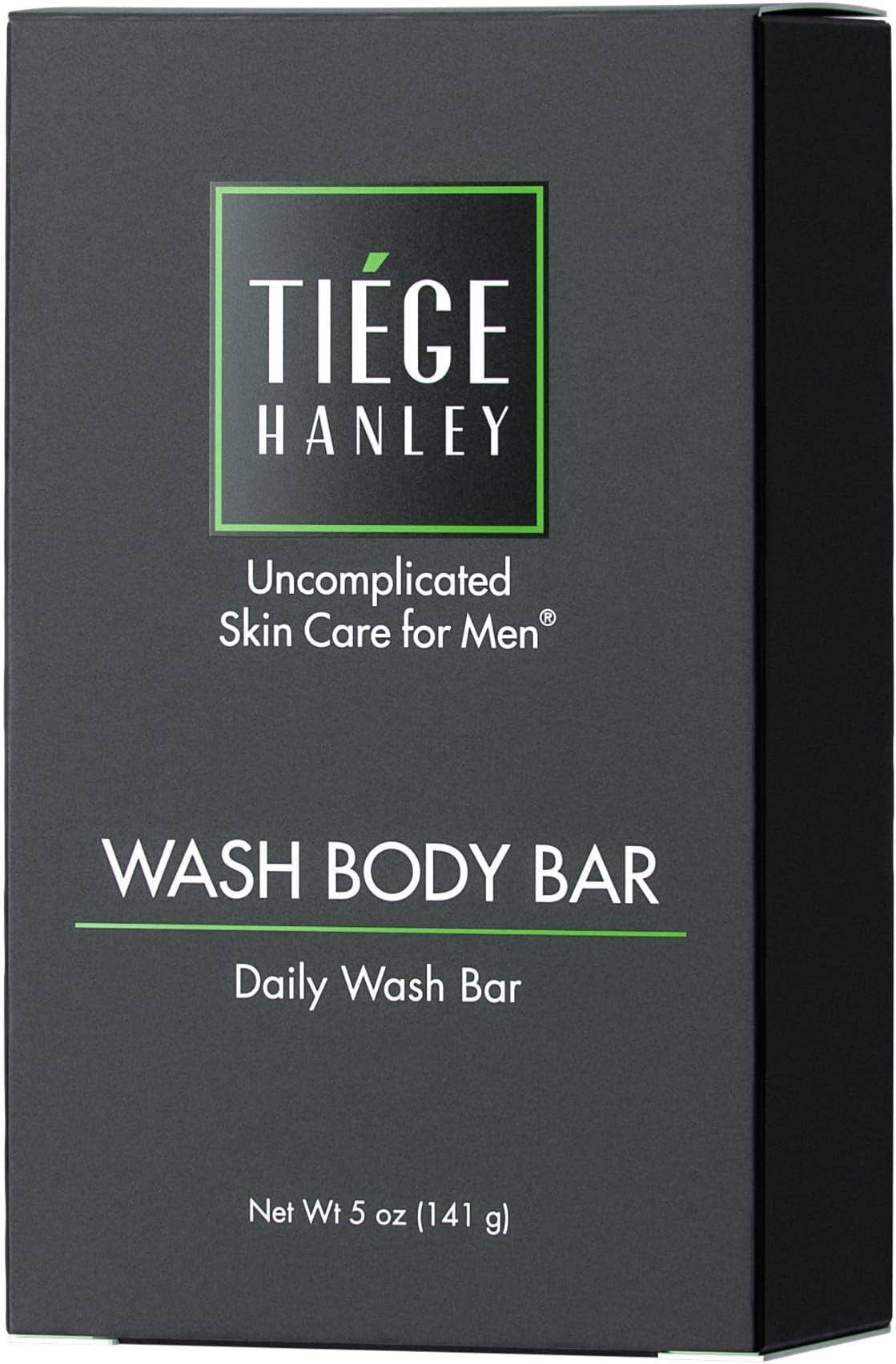 Tiege Hanley Daily Cleansing and Lightly Exfoliating Bar Soap for Men (WASH BODY BAR) | Vitamin E & Aloe to Nourish Skin | Subtle Scent | Made in the USA | 5 Ounce Bar