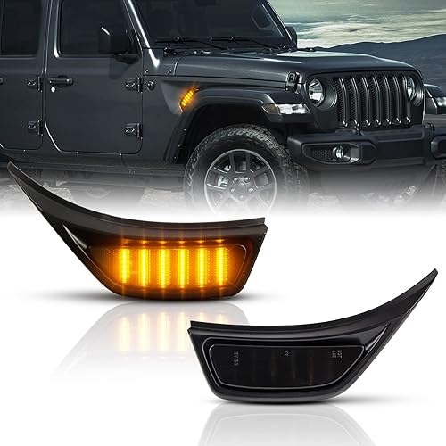 Luces de marcador lateral del guardabarros delantero, lámparas LED ámbar de señal de giro para Jeep Wrangler JL JLU 2018-2021 y Gladiator JT