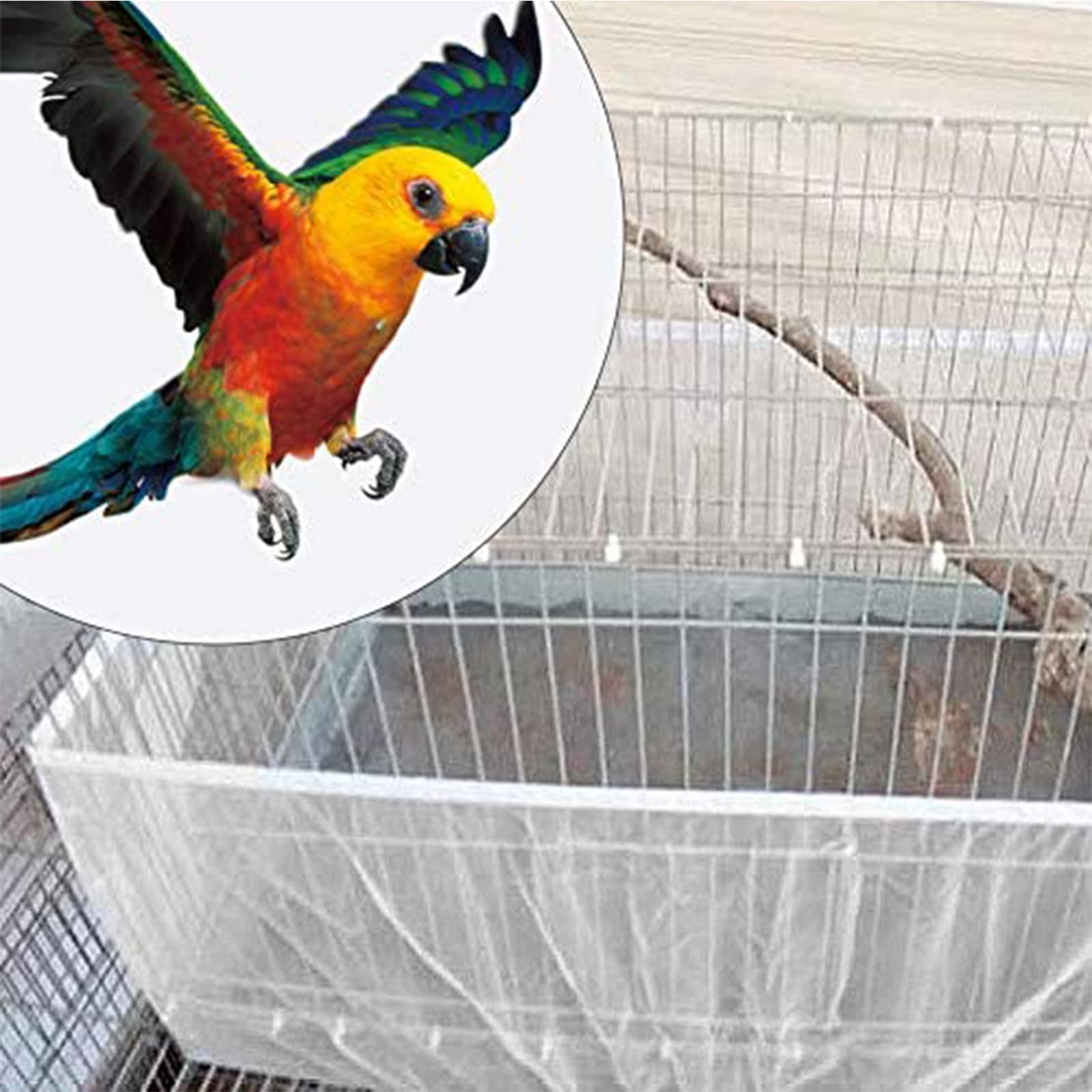 Kiuiom Gonna Gabbia per Uccelli,Rete Gabbia Uccelli,Copertura per Gabbia per Uccelli,Bird Cage Seed Catcher per Uccelli Pappagalli Ventilata Antipolvere Circonferenza Regolabile 88-166c
