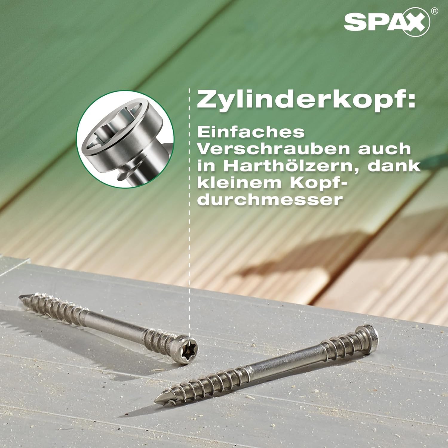SPAX Terassenschraube 5 x 60 mm, 360 Stück - Schrauben, Fixiergewinde, Zylinderkopf, T-STAR plus T25, CUT-Spitze, rostfreier Edelstahl A2-8000000276613