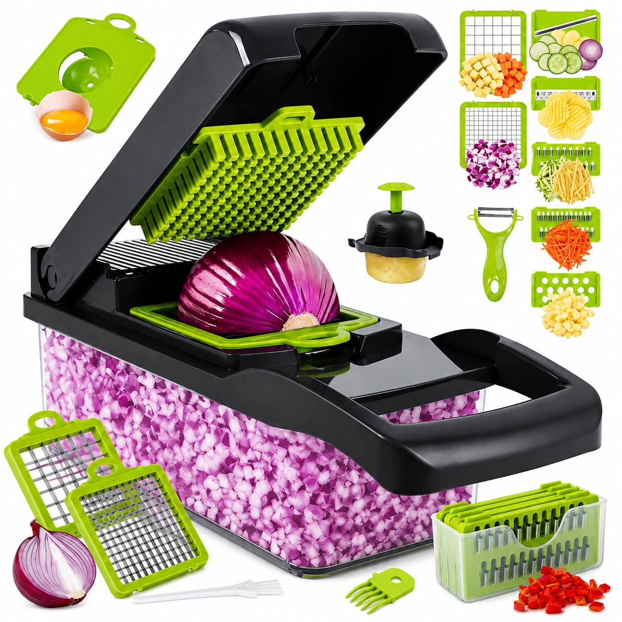 Cortador de Legumes Multifuncional 16 em 1 Profissional com Recipiente | Fatiador,
