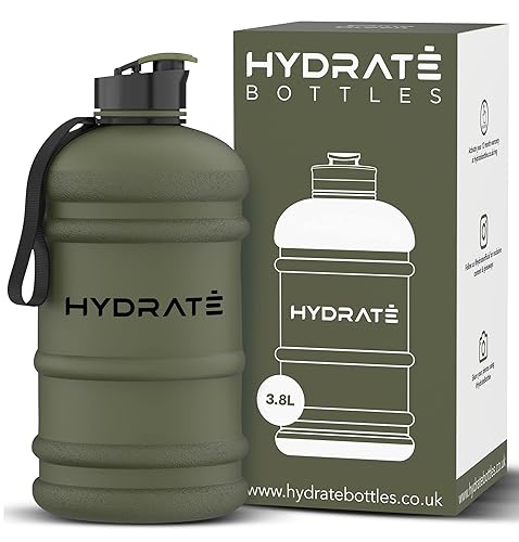 HYDRATE XXL Jug - Botella de agua de 128 onzas, sin BPA, a prueba de fugas, tapa abatible, ideal para el gimnasio, recipiente de agua transparente