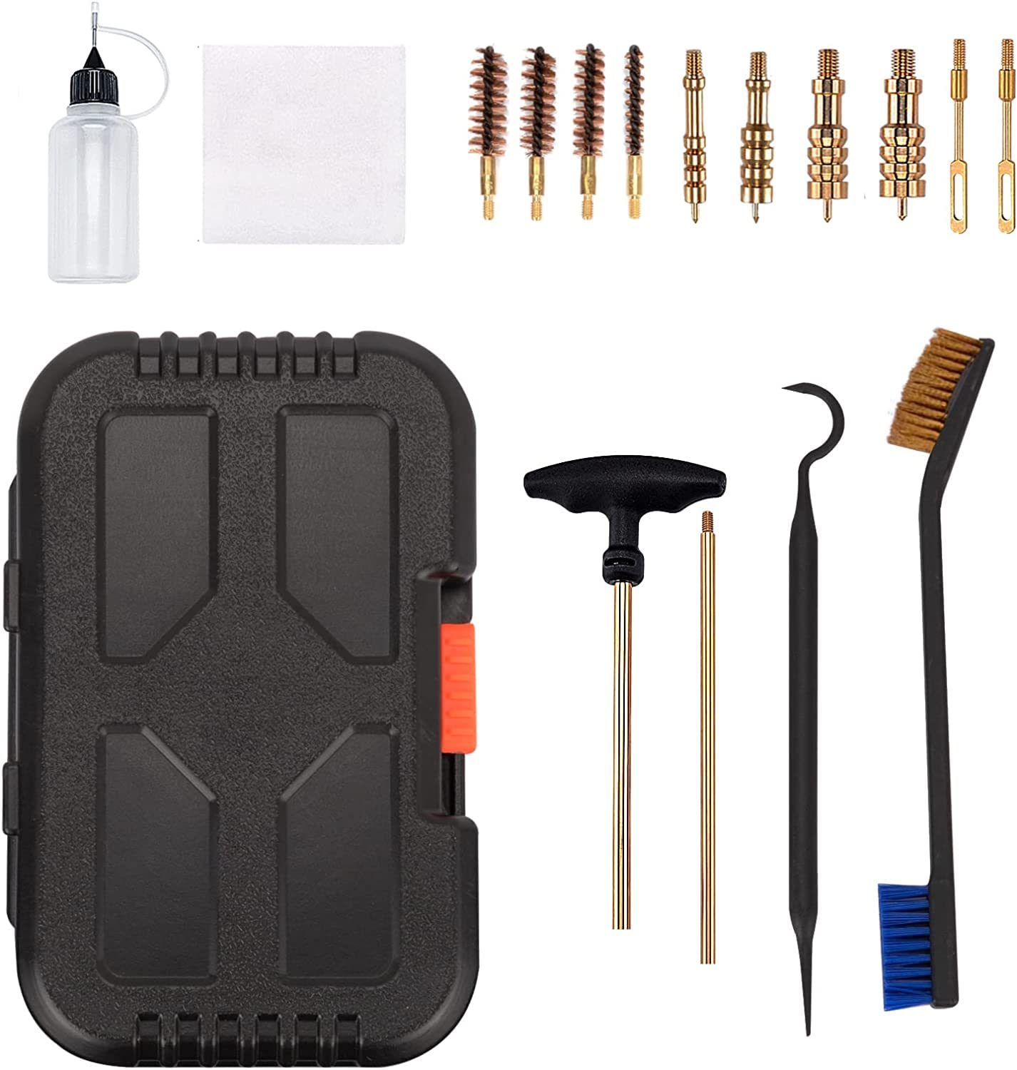 Boosteady Kit pulizia pistola versione Elite per 9mm/.357.22.45.40 Set pulizia pistola Spazzola in ottone con custodia portatile