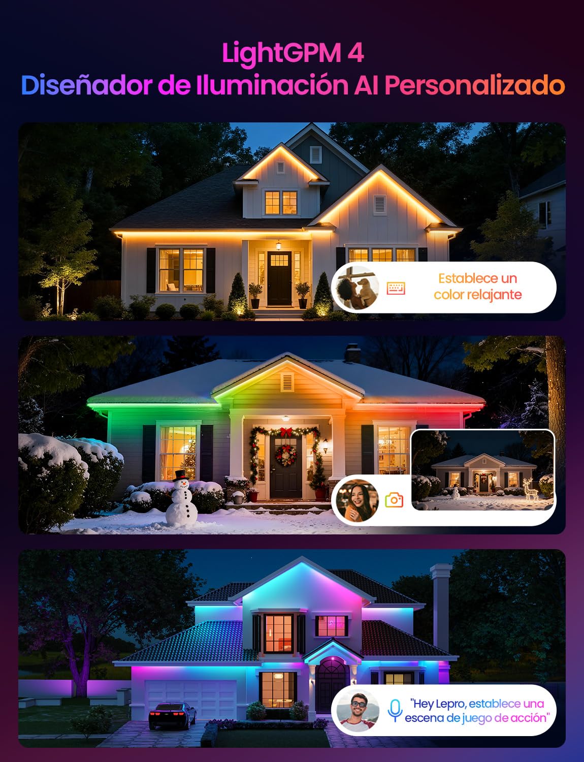 Lepro SW1 AI Tira LED 5M, Luces LED WiFi Exterior, RGB+CCT Control de App, Control Segmentado Inteligente, Music Sync, Funciona con Alexa y Google Assistant, Diseñador de Iluminación AI Personalizado