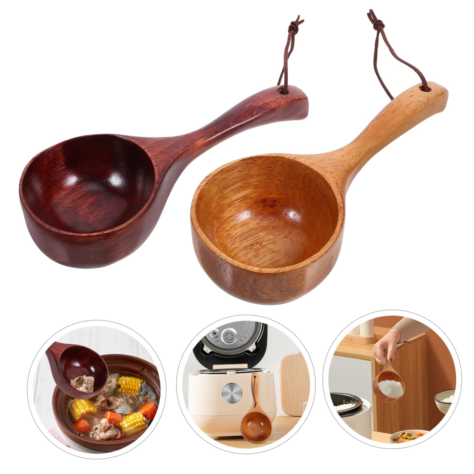 MAGICLULU 6 Pièces Cuillère à Riz Japonaise Louche De Bain Cuillère à Remuer à Riz Louche à Soupe à Bouillie Cuisson à Soupe En Bois