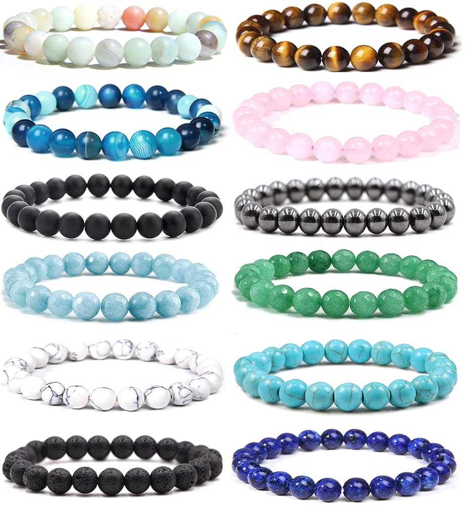 アクセサリー Vintage Stone Beads Bracelet Amazon.com: Jewdreamer 12Pcs Natural Stone Beaded Bracelets