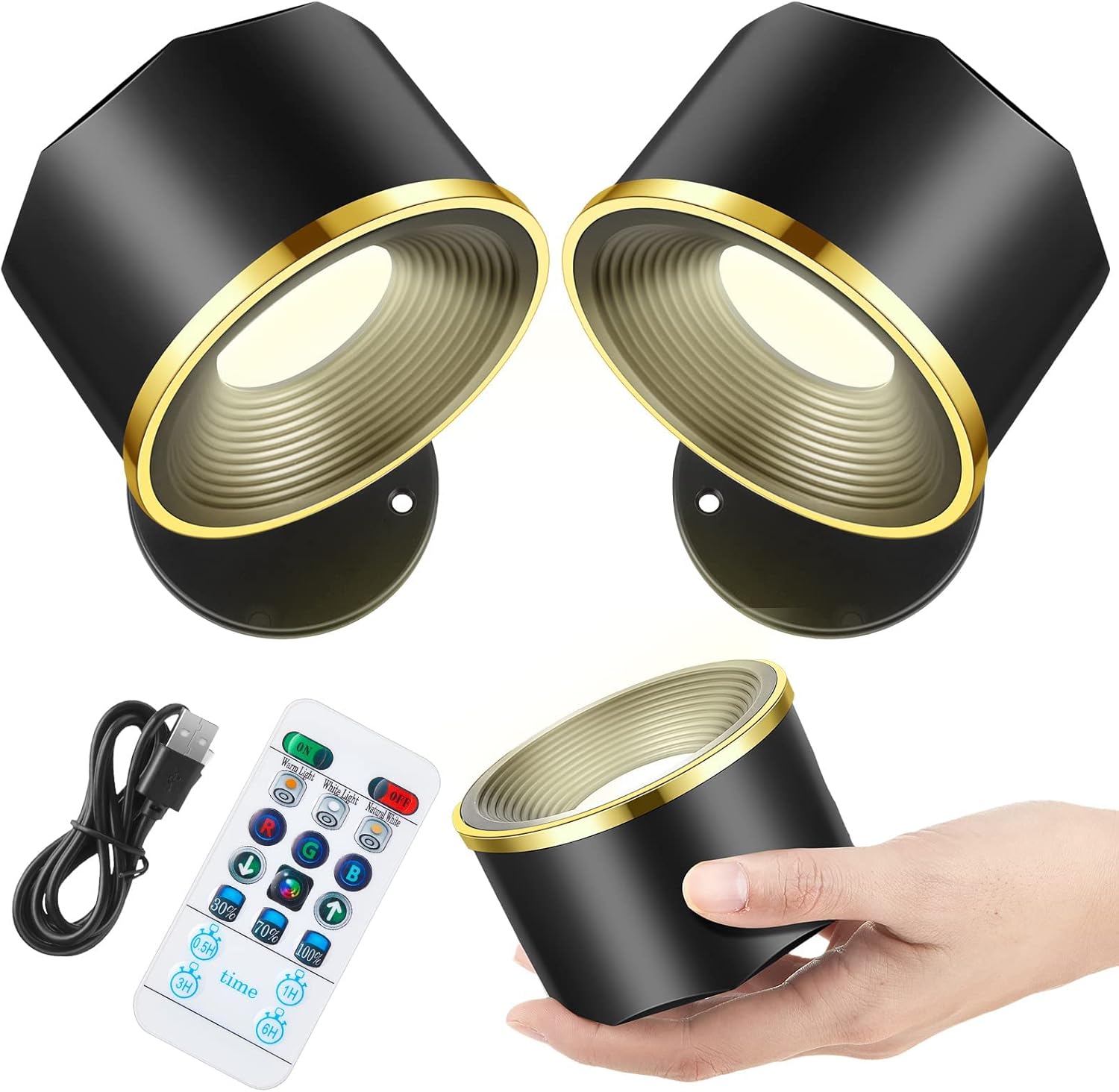 Yahenda Apliques de pared LED inalámbricos, recargables, con batería