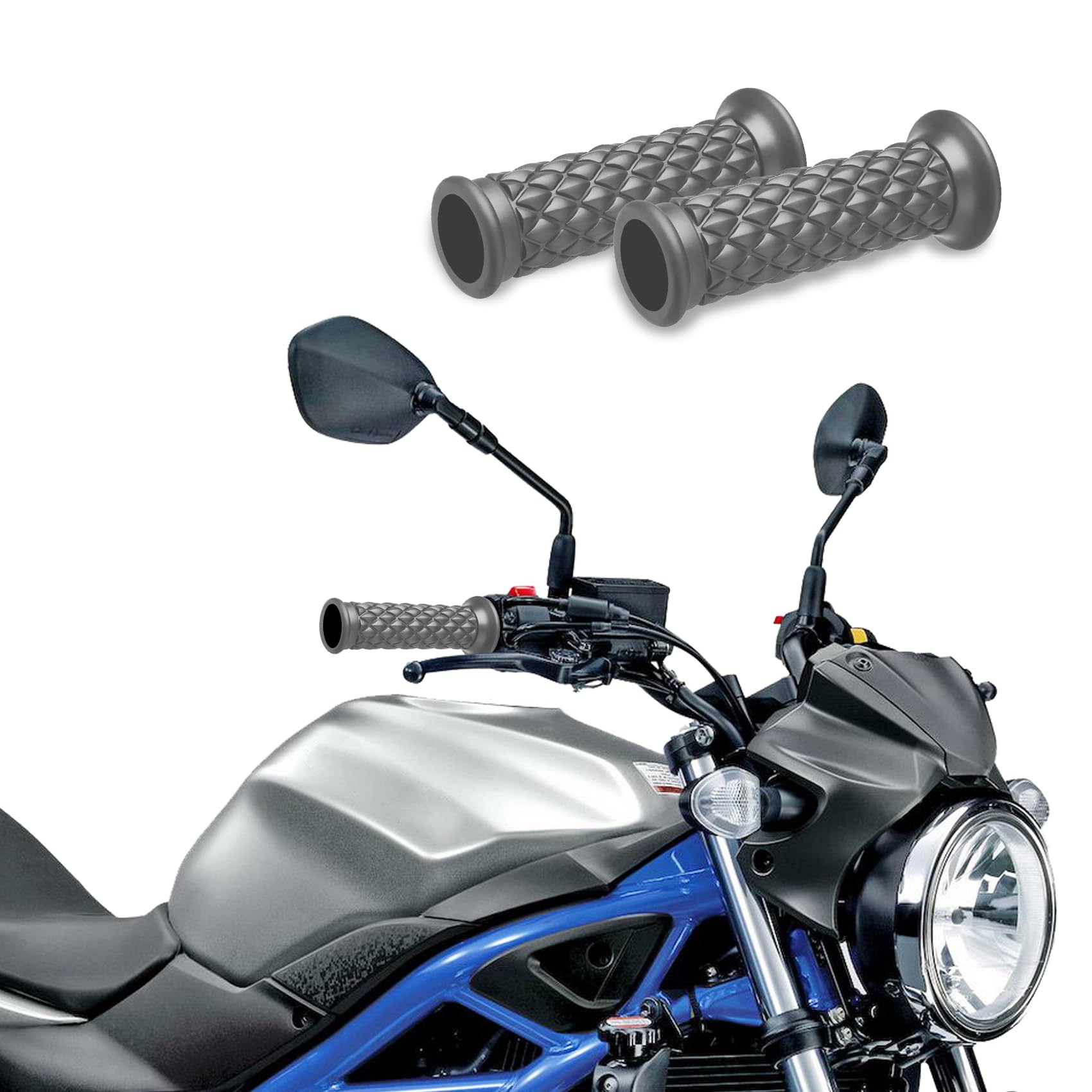 HAOBO2Pcs Motorcycle Handlebar Grips, 7/8" 22mm 24mm Motorcycle Comfort Hand Handlebar Grip Thruster Grip, Non Slip Rubber Hand Handle Grips Dirt Bike Parts Universal for Motorcycle, Bike
