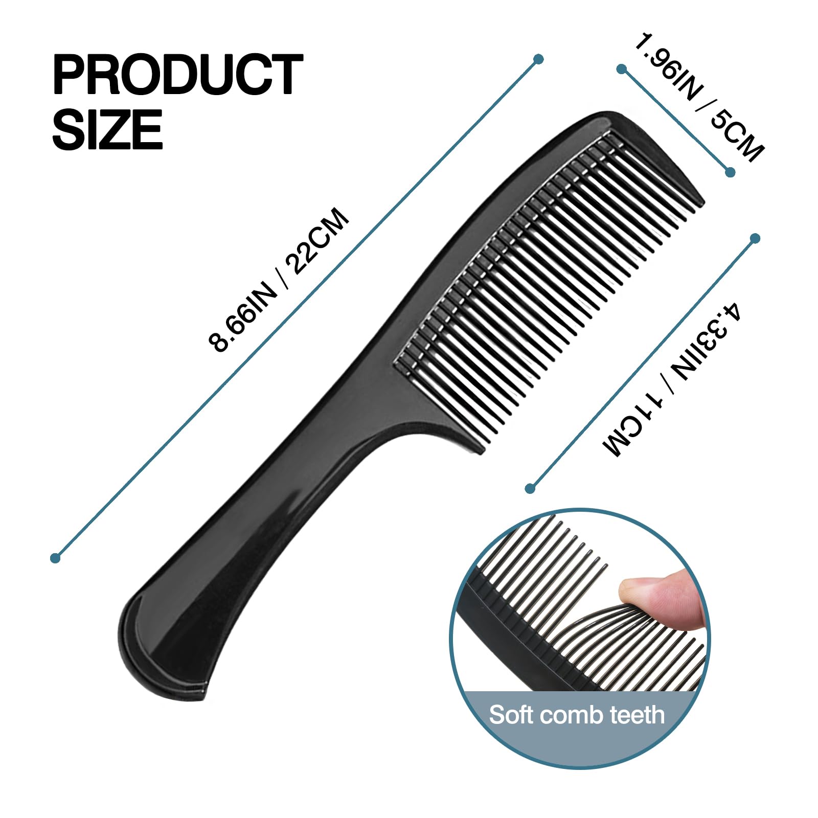 6 Pack Blending Comb Barber Combs - 9 Inch Heat Resistant Clipper Combs For Hair Cutting And Flattops Black