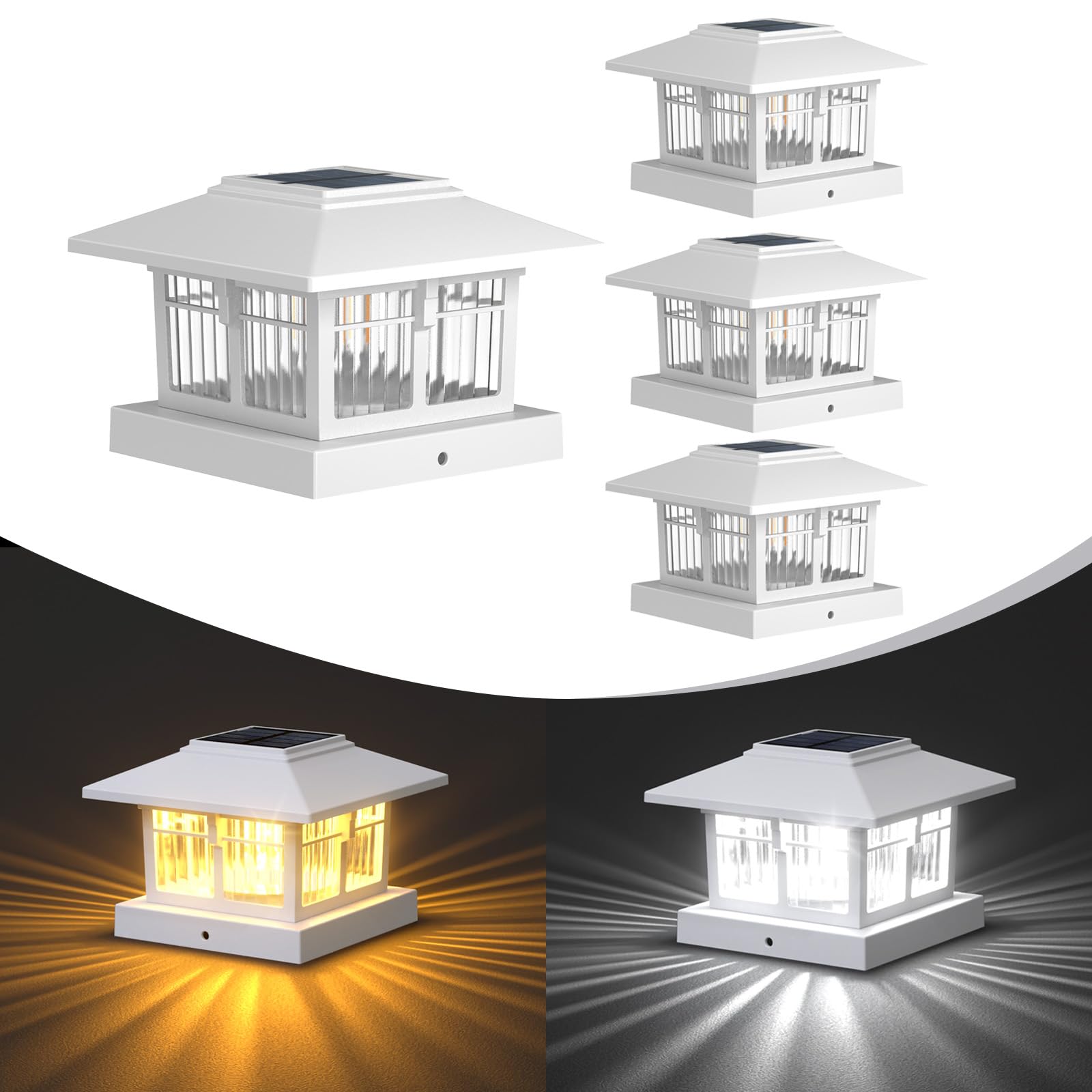 EXCMARK 4x4 Solar Post Cap Lights 4 Pack