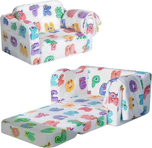 MeMoreCool Silla plegable para niños pequeños, sofá plegable de felpa suave que brilla en la oscuridad, cómodo sillón reclinable para bebés para