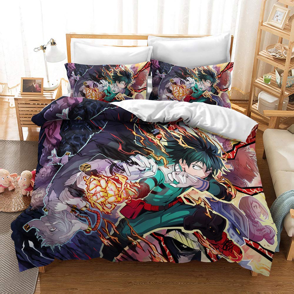 Chaose Blue, Red -Ukb My Hero Academia Duvet Cover Polyester Kids Bedding Duvet Cover And Pillowcase 90 Thread Count Cotton (Hero 01,Double(200X200cm))