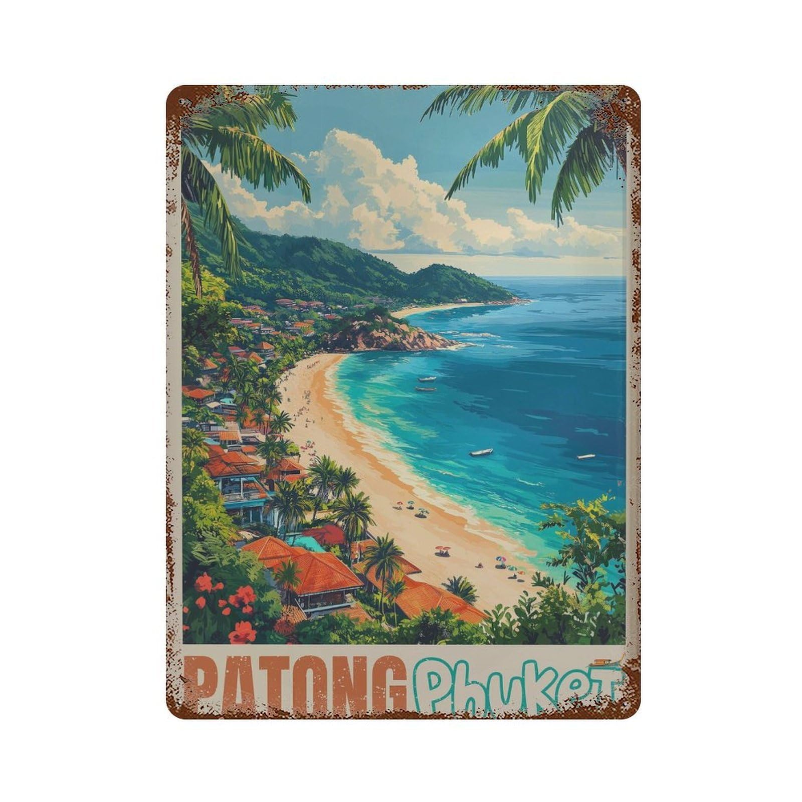 xiaoxiaoshen Thailand Patong Beach Tropical Scene Wall Decor Art Metal Tin Poster Modern Home Decor Art Home Bar Shop Decorations Vintage Sign 40x30cm