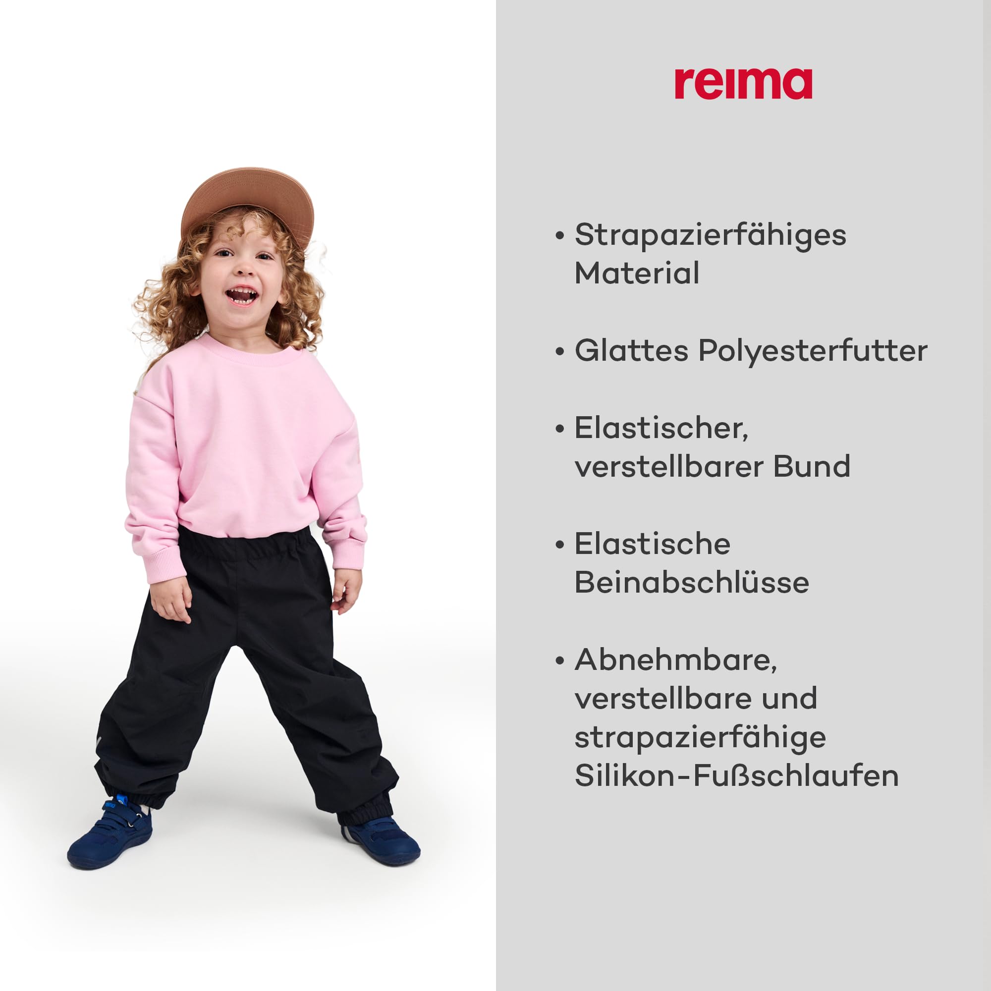 Reima - Kaura ReimaTec wasserdichte Regenhose für Kinder - Leichte, atmungsaktive Regenkleidung für Kinder, winddichtes, strapazierfähiges Material, Verstellbarer Bund - Black, 128