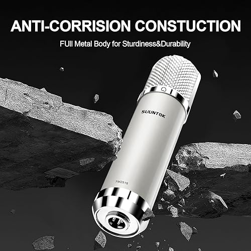 Miniatura 6 de FET Micrófono condensador profesional XLR Micrófono de estudio con diafragma grande de 1.339 in, micrófono de grabación cardioide, computadora para
