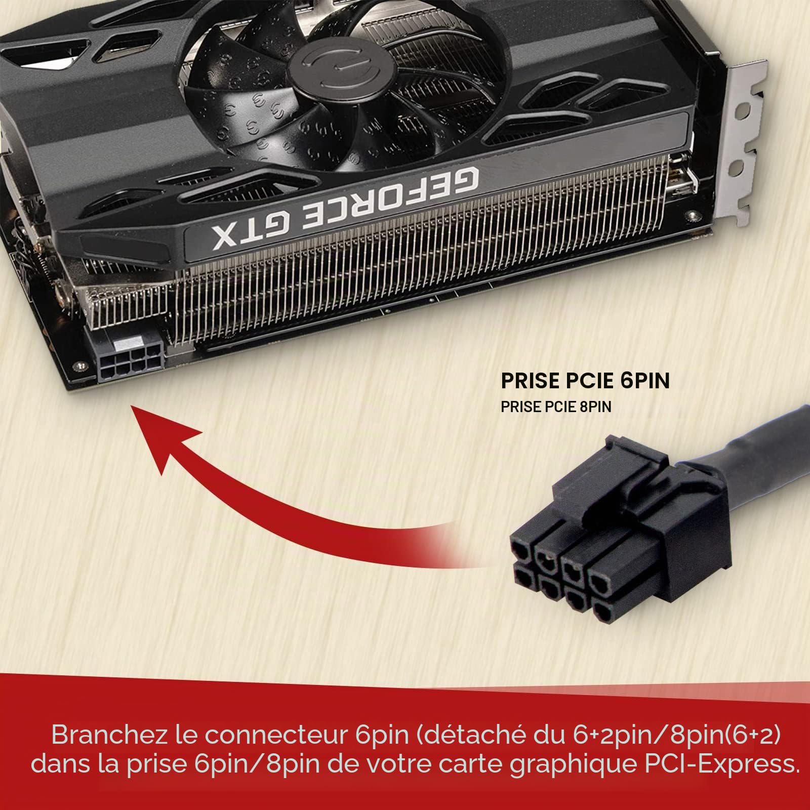 Câble PCIE pour Corsair, PSU 8Pin mâle vers double PCIe 8Pin (6+2) mâle Câble d'alimentation pour Corsair Modular Power Supply RM/HX/CX-M Series