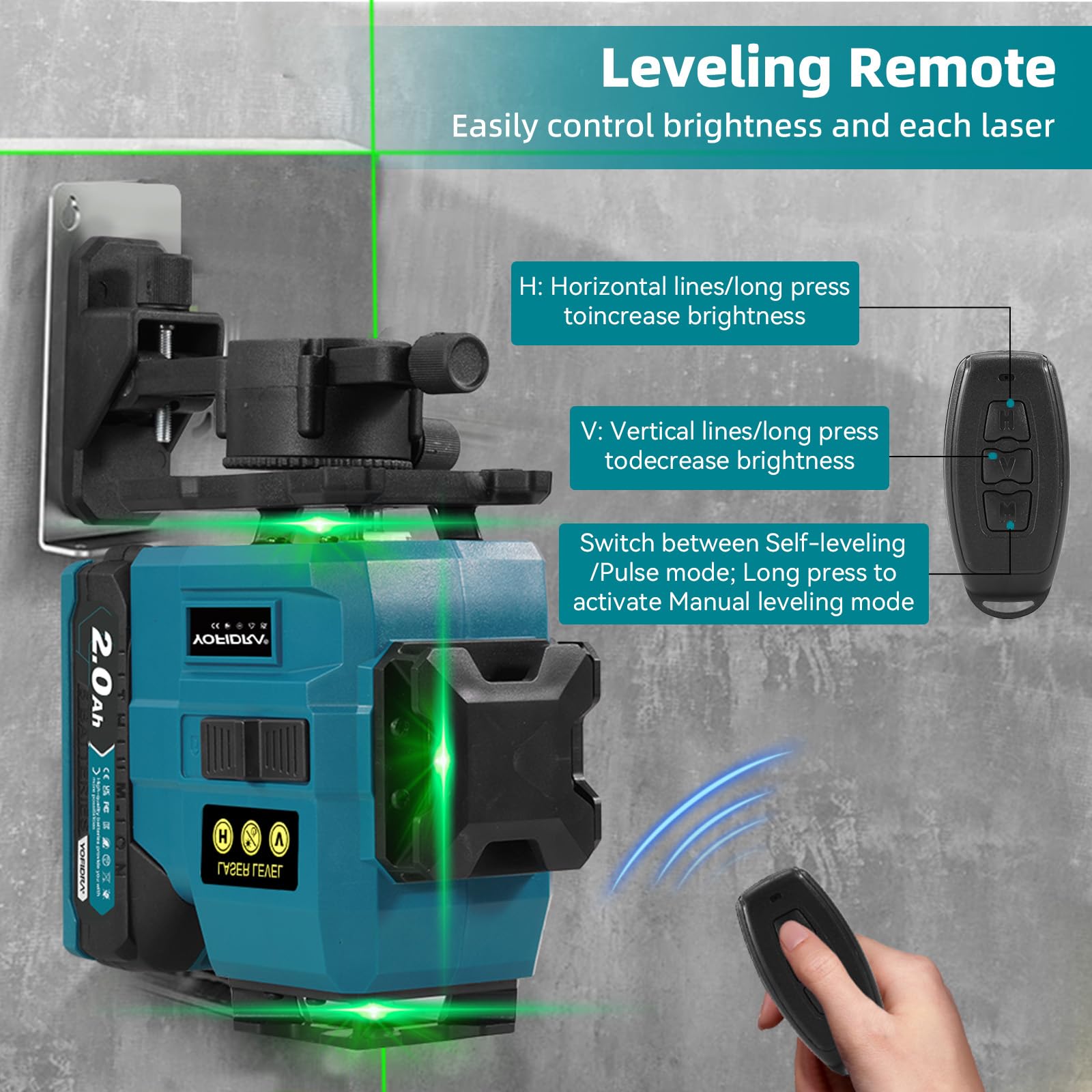 Yofidra Livella Laser con Treppiede - Laser a Linee Incrociate, Laser Autolivellante 4 x 360°, 4D 16 Linee, con 2 Batterie da 2000 mAh, Telecomando, IP54, per Cantieri, Interni