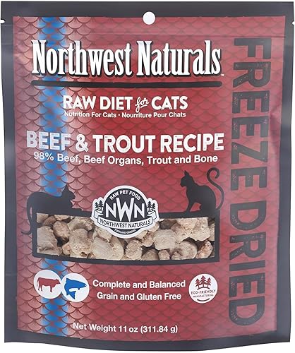 Northwest Naturals Freeze-Dried Beef & Trout Cat & Kitten Food,