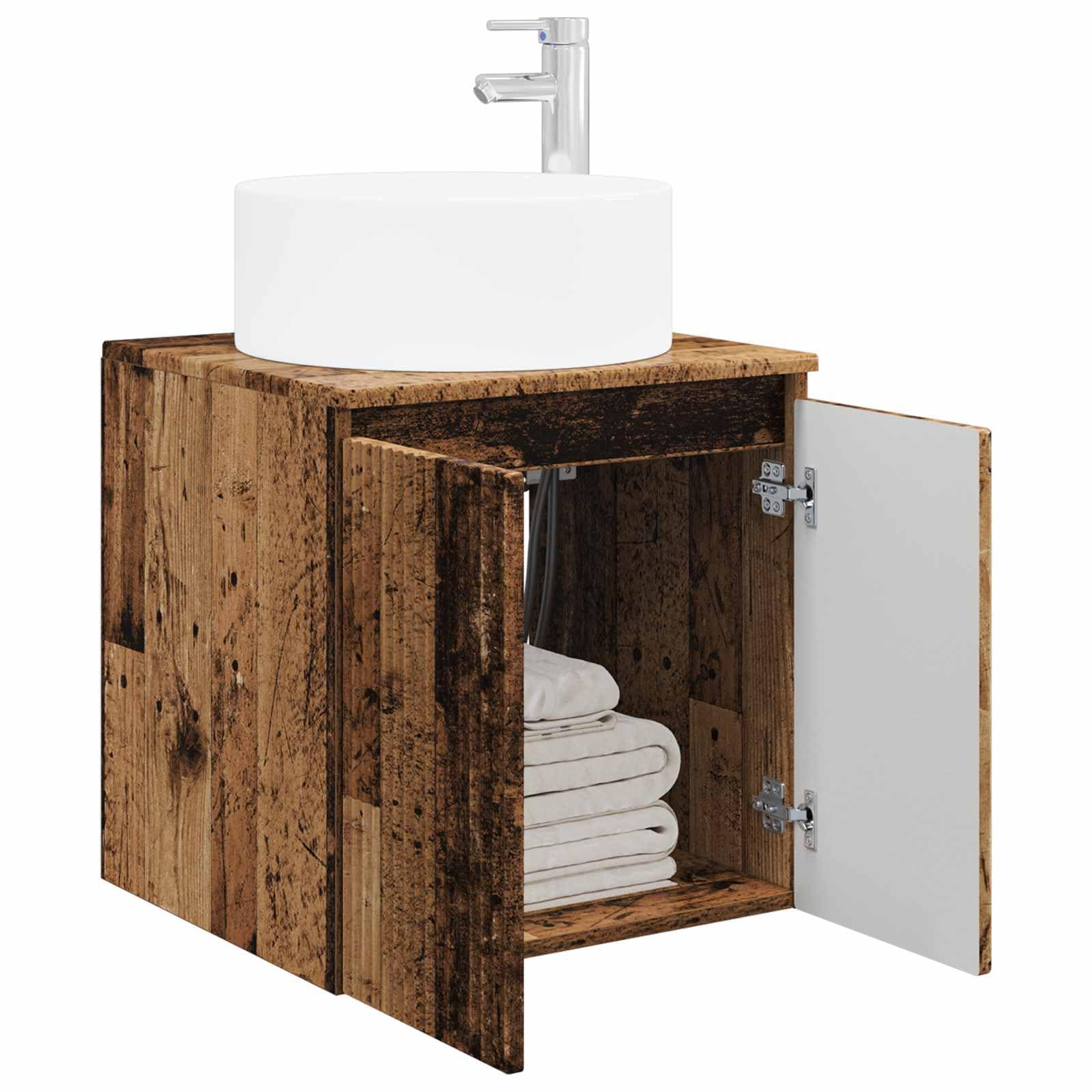 Vidaxl Oldwood Wall-Mounted Sink Vanity Old Wood 49.5 X 44.5 X 65.5 Cm,