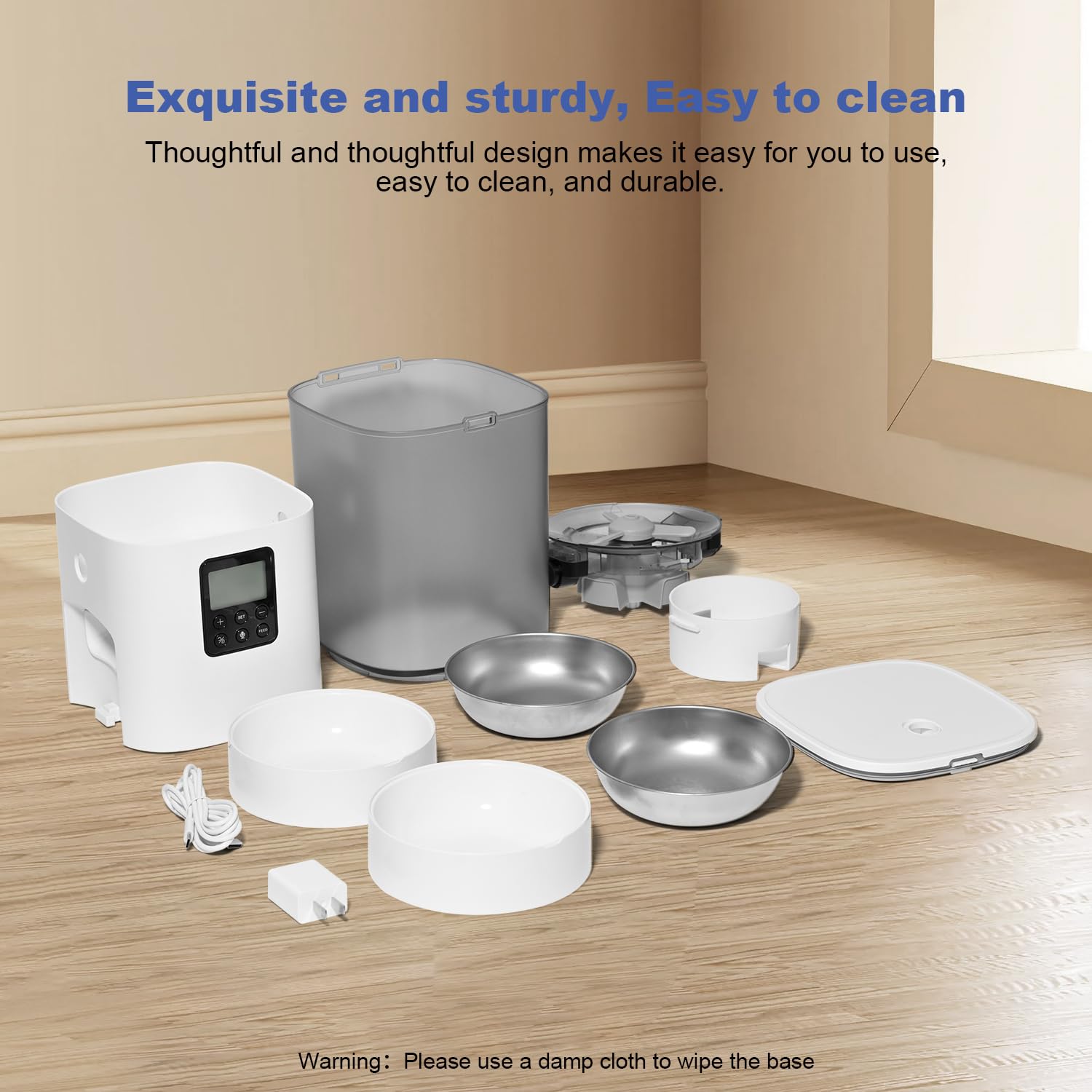 ANDOLL HOME 6L Automatic Cat Feeder, 2 Pets Timed Cat Dry Food Dispenser view 5