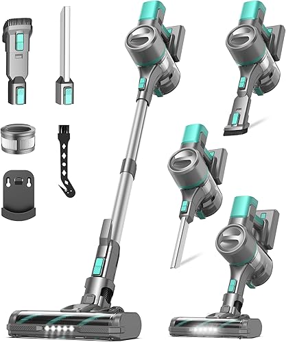 S10K - Aspiradora inalámbrica, 55 kPa, 60 minutos, aspiradora ligera con potente succión para el hogar, recargable, autosuficiente, aspiradoras de