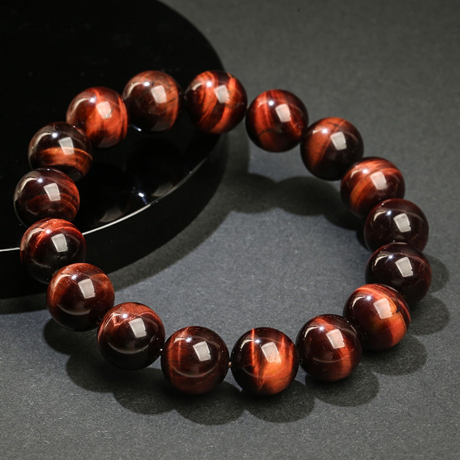 Braccialetti Elasticizzati con Perline di Cristallo Fatti a Mano per Donne e Uomini Perline Rotonde curative Bracciale con Coraggio e determinazione Bracciale con Protezione,14MM