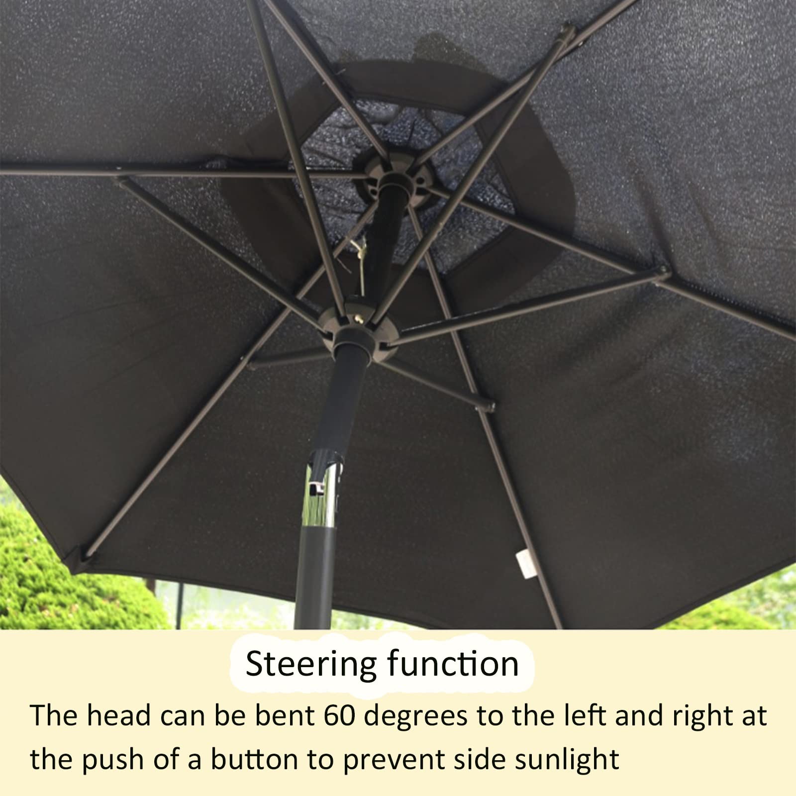 Parasol z automatyczną korbą 180/200 cm, parasol ogrodowy, na patio, do ogrodu, na balkon, parasol zewnętrzny z ochroną przeciwsłoneczną, UPF 50+, parasol przeciwsłoneczny na plażę (5