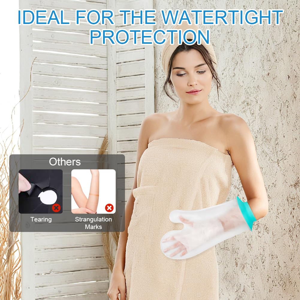 Protector Escayola Brazo Adulto, Funda Impermeable de Silicona Suave Comoda para Ducha, Bolsa Hermetica Reutilizable para Cubrir Vendajes, Yeso, Heridas (Tipo de Palma)