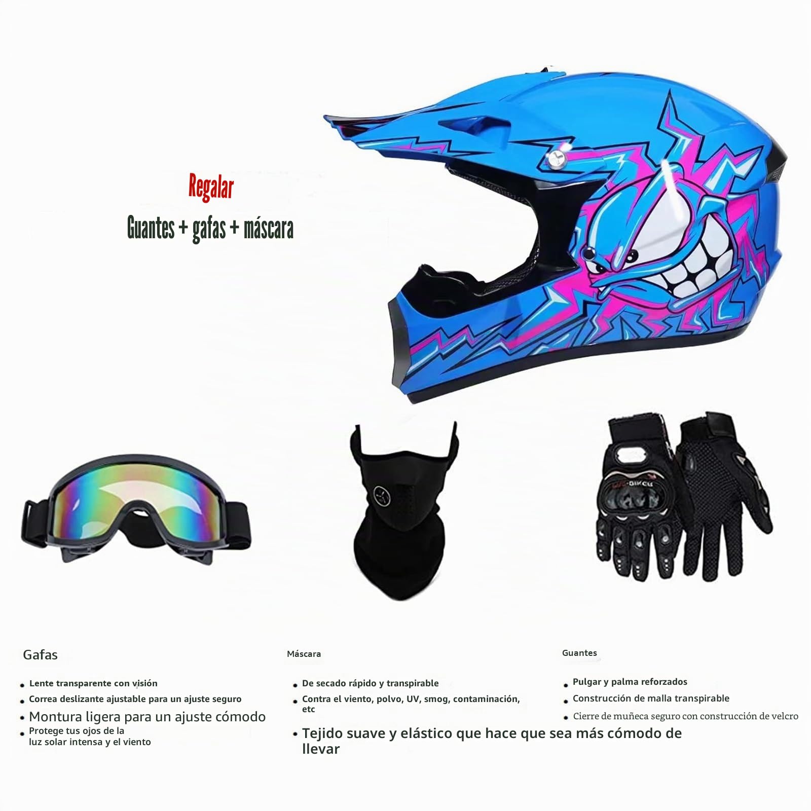 Casco De Moto Niño, Juventud Cascos De Motocicleta, Casco De Motocross Integral, Casco De Ciclismo Para Niños, Cascos Integrales AVT MX Cascos Motocicleta Cross Niños Quad Bike Bicicleta De Montaña