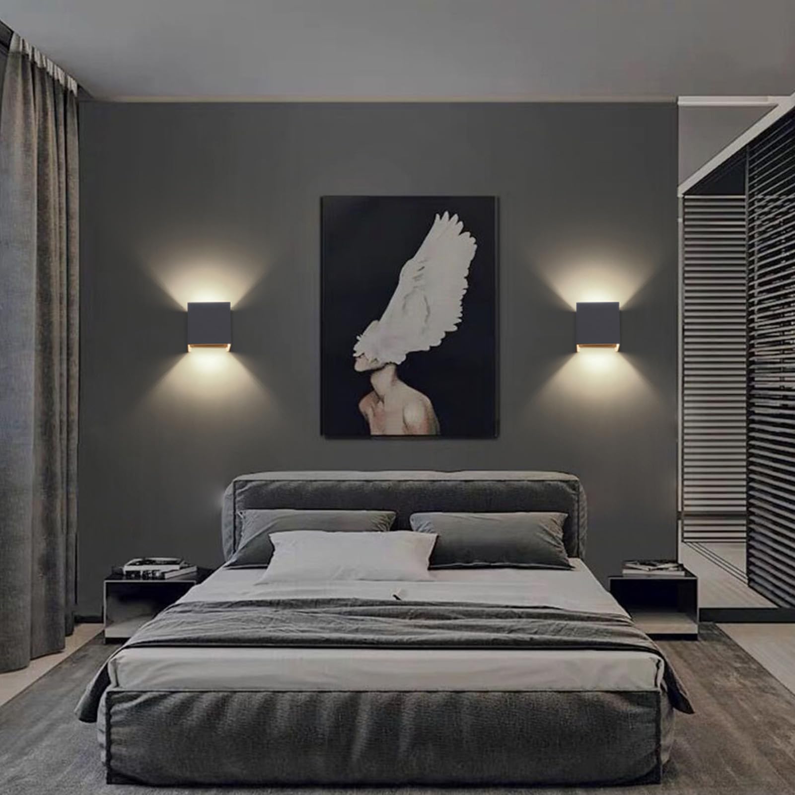 Klighten 4 Pezzi Lampada da Parete Esterno/Interno Moderno Up Down, Applique da Parete 9W con Lampadina G9 Sostituibile, Applique da Esterno IP54 Impermeabile, Bianco Neutro 4000K, Antracite Ral 7016