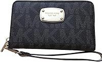 Vista 1 de Michael Kors Jet Set grandes de la mujer Smartphone Wristlet piel Billetera Negro